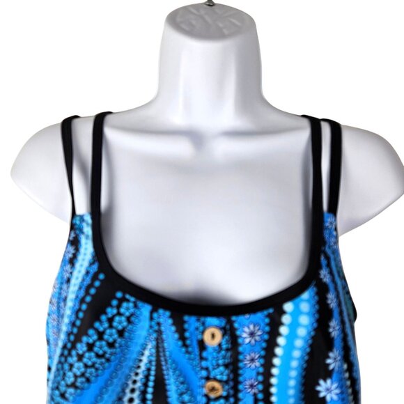 Yonique Womens Large Blue Tankini Swimsuit With Adjustable Straps & Boyshorts - Picture 7 of 13